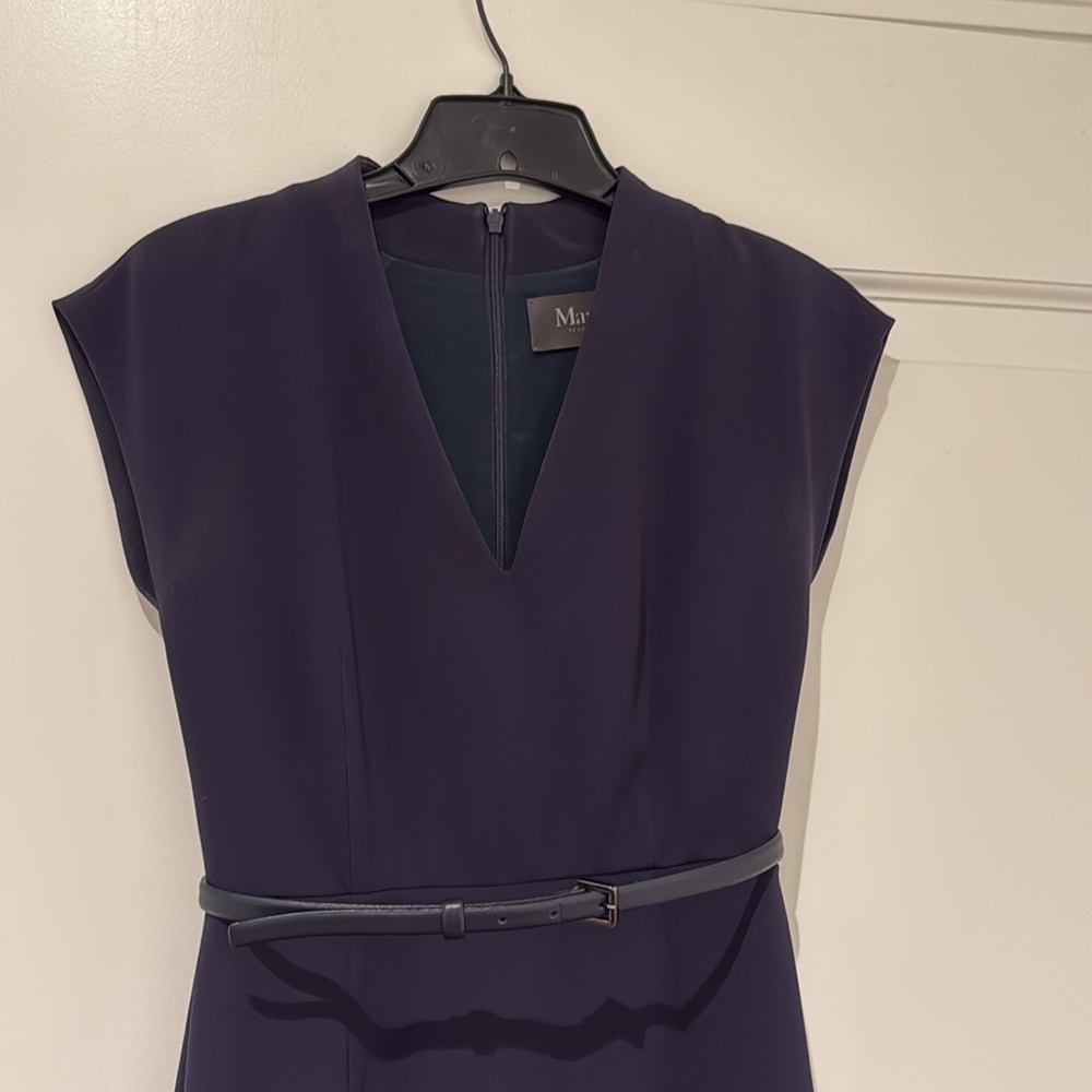 Max Mara Capoed Sleeve Navy Cady Dress, 2. - Picture 2 of 5